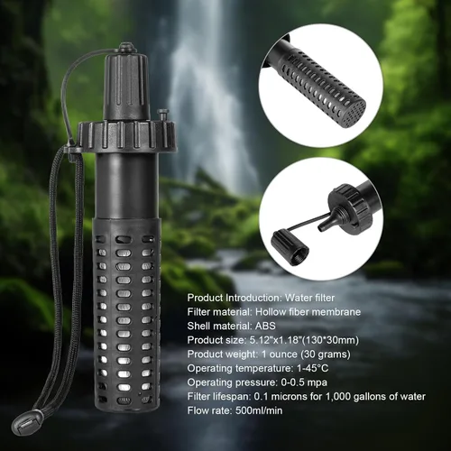 Miniatura 3 de Pajita de Filtro de Agua por Gravedad 3L, Sistema de Filtración de Agua para Camping con Purificador, Purificador de Agua de Supervivencia