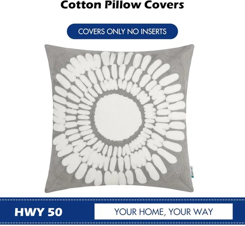 Miniatura 6 de HWY 50 Gris Decorativas Fundas de Almohada de 18x18 Pulgadas (1 Pieza), Moderna Funda de Almohada Bordada de Algodón para Sofá, Sala de Estar, Cama