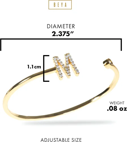 Miniatura 5 de Pulseras de oro para mujer Pulsera inicial de oro con dije de letra Pulseras chapadas en oro de 18 quilates para mujer Elegantes y delicadas