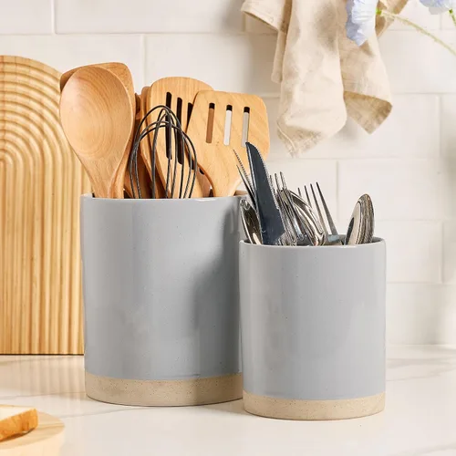 Miniatura 8 de famiware Milkyway - Soporte para utensilios de cocina para encimera, 7.2 + 5.8 pulgadas, utensilios de cocina de cerámica para encimera, organizador