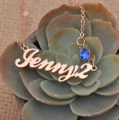 Miniatura 5 de LikeFun Collar con nombre personalizado para uso diario con piedra natal para niñas