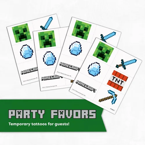 Miniatura 6 de Suministros de fiesta de Minecraft, suministros de fiesta de cumpleaños de Minecraft para niños o niñas, sirve para 16 invitados, con cubierta