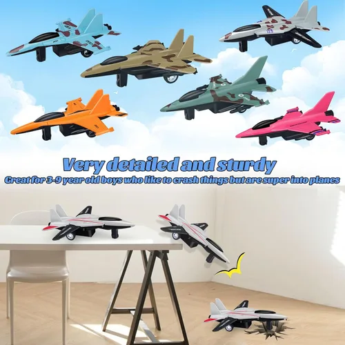Miniatura 2 de Paquete de 8 juguetes de avión para niños de 3, 4, 5, 6 a 9 años, aviones de metal fundido a presión, aviones de combate, aviones a chet
