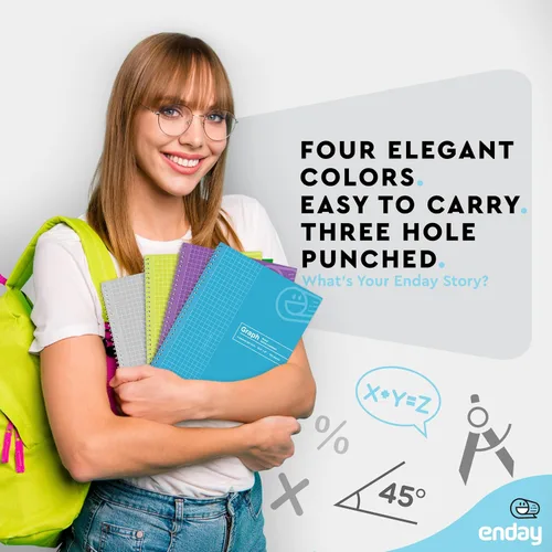 Miniatura 2 de Emraw Enday - Cuaderno de papel cuadriculado (paquete de 4), cuaderno de espiral de papel cuadriculado, cuaderno de gráficos, cuaderno de papel