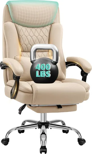 Silla de oficina ejecutiva reclinable de 400 libras con reposapiés, silla de oficina ergonómica grande y alta, sillas de escritorio de oficina en