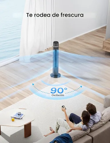 Miniatura 4 de PELONIS Ventilador de torre sin aspas de 40 pulgadas para dormitorio, ventilador de pie con control remoto, 26 pies/s, oscilación de 90°, 3 ajustes