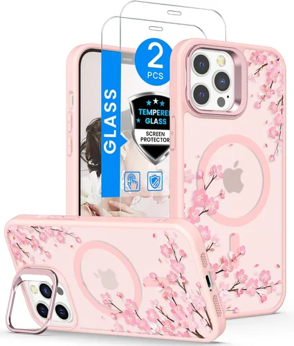 Miniatura 19 de Dretal Funda para iPhone 12 Mini / 13 Mini floral, con protector de pantalla, soporte para cámara, protección de grado militar, translúcida mate