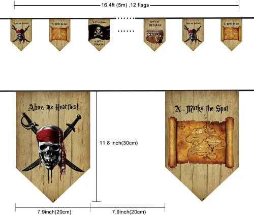 Miniatura 2 de Jolly Roger - Cartel de pirata, banderines de tela, decoraciones para interiores y exteriores, cartel de fiesta temática pirata