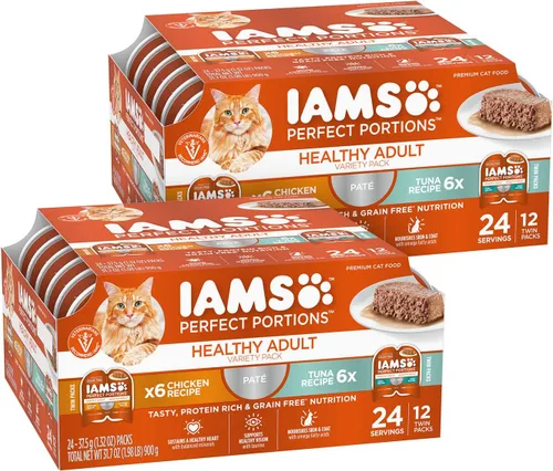 Miniatura 12 de IAMS porciones perfectas - cortes en salsas y patés, alimentos húmedos para gatos adultos sin granos (24 paquetes dobles)., Pate