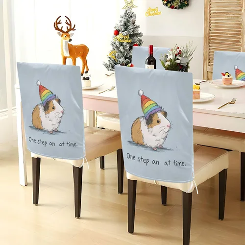 Miniatura 3 de Rainbow Pig Cute Chair Covers for Party Soft for Home Dining Room Decor Set of 2 Decorative Living Room Chair Covers protectores de sillas