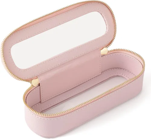 Miniatura 48 de Aveniee Organizador de bolsa de maquillaje transparente, bolsa de aseo de viaje para mujer, bolsa de cosméticos impermeable con cremalleras, Rosa