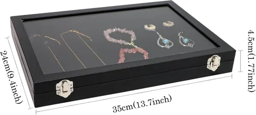 Miniatura 6 de Wuligirl - Bandeja organizadora de anillos con 100 ranuras y tapa transparente, organizador apilable de joyas como aretes, collares y anillos