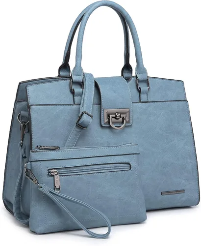 Dasein Bolsos de mano para mujer, monederos con monograma, bolso grande para mujer, bolso de hombro, bolsa de trabajo con asa superior, juego de 2