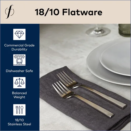 Miniatura 2 de FORTESSA Arezzo - Cubiertos de acero inoxidable 18/10, juego de 20 piezas con cuchillos de mesa, tenedores y cucharas (servicio para 4), apto