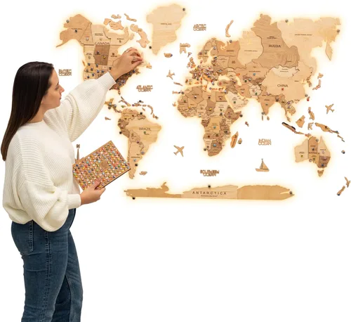 Miniatura 11 de Enjoy The Wood Mapa del mundo de madera LED 3D 3.0 – Arte de pared moderno decoración del hogar regalos – Iluminación LED decoración de pared idea