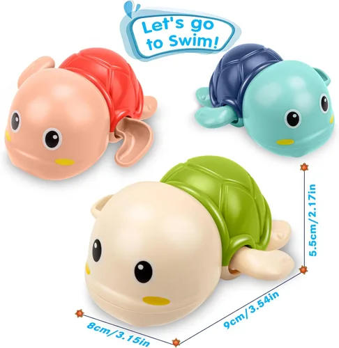 Miniatura 7 de Juguetes de baño para niños de 1 a 3 años de edad, regalos para niños, juguetes de tortuga nadadora para el baño, juguetes flotantes y de cuerda