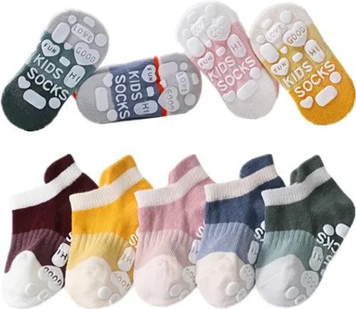 Calcetines de agarre para bebé, antideslizantes, con agarres, unisex, para niña, niño, calcetines de tobillo para caminar
