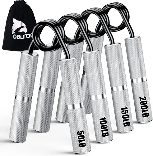 Entrenador de fuerza de agarre, paquete de 4, 50 libras a 200 libras, ejercitador de mano, fortalecedor de antebrazo, dedo, antideslizante, adecuado
