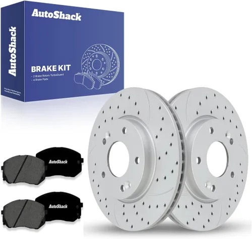 Miniatura 10 de Auto Shack 11.81" (300 mm) Rotores de freno ventilados delanteros recubiertos + pastillas de freno cerámicas de reemplazo para 2011-2016 Kia