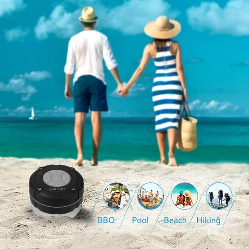 Miniatura 7 de Altavoz de ducha, altavoz Bluetooth impermeable IPX7 con graves HD, ventosa y gancho duradero, micrófono integrado para llamadas manos libres, Gris