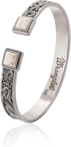 Miniatura 6 de Montana West Pulsera de Puño Wrangler para Mujeres Occidental Turquesa Ajustable Brazalete Abierto Plateado Tallado Floral Vaquera Joyería Country