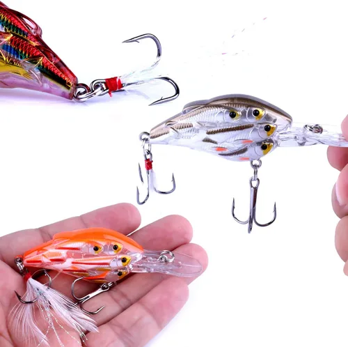 Miniatura 4 de CrankBaits - Señuelos de pesca CrankBait of Bass, señuelos de agua dulce y salada para agua poco profunda, cebo de buceo profundo, cebo de agua