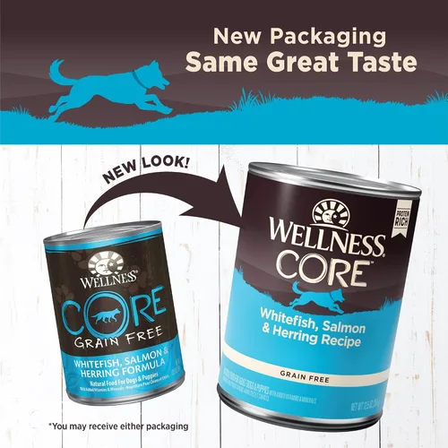 Miniatura 2 de Wellness CORE Alimento húmedo natural sin granos para perros enlatado, pescado blanco, salmón y arenque, lata de 12.5 onzas (paquete de 12)