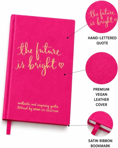 Miniatura 4 de WORLD TRAVELER Cuaderno inspirador de tapa dura, diario de citas para mujer, cuaderno plano de piel sintética "The Future is Bright", colección