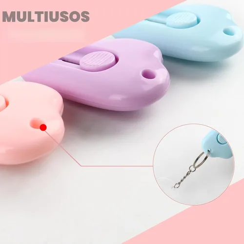 Miniatura 3 de Cortadores de cajas – Paquete de 3 abrecartas retráctiles, adorable cortador de papel pequeño de nube para llavero, bolsa de bolsillo, paquete
