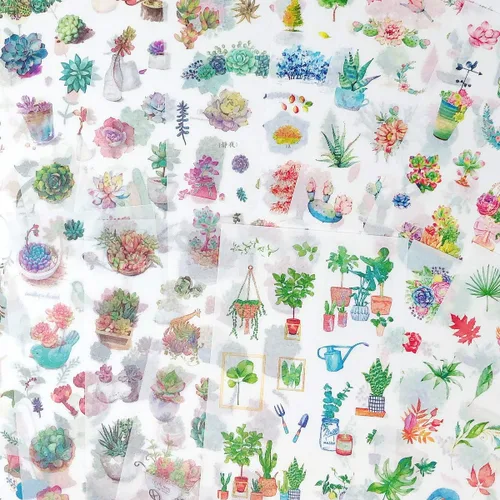 Miniatura 9 de allydrew Washi - Juego de calcomanías para álbumes de recortes, manualidades para papelería, diario, fabricación de tarjetas, (18 hojas), flores
