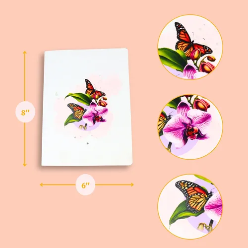Miniatura 3 de CUTE POPUP Tarjeta de agradecimiento 3D emergente de orquídea y mariposa, elegante tarjeta de felicitación floral para mujeres, mamá, amiga