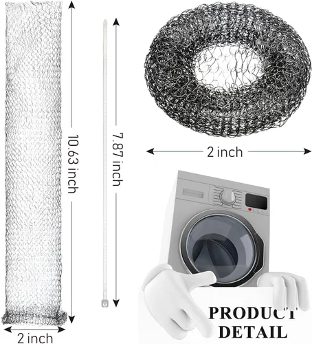 Miniatura 3 de Hotop 100 trampas de pelusa para manguera de lavadora con 100 bridas para cables, filtro de malla de lavandería, filtro de manguera de lavadora