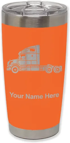 Miniatura 26 de LaserGram Taza aislada al vacío de 20 onzas, cabina de camión, grabado personalizado incluido (negro)