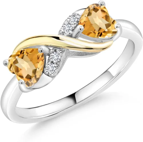 Miniatura 65 de Gemstone Birthstone and Lab Grown Diamond Accents Eternal Love Infinity Ring for Women 925 Silver and 10K Yellow Gold Heart Shape 5MM & Round
