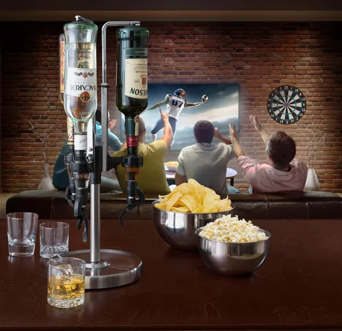 Miniatura 4 de OGGI Dispensador giratorio profesional de licor de 3 botellas, acero inoxidable