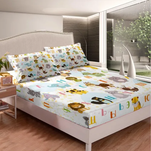 Miniatura 2 de Labrador - Sábana bajera ajustable de dibujos animados de cachorros Kawaii para niños, niños y niñas, juego de ropa de cama para perros y mascotas