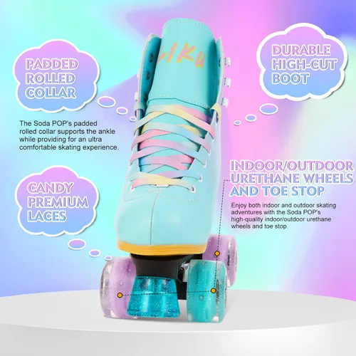 Miniatura 3 de LIKU Patines de cuatro ruedas para niñas y mujeres con todas las ruedas iluminadas, patines de cordones iluminados para interiores y exteriores