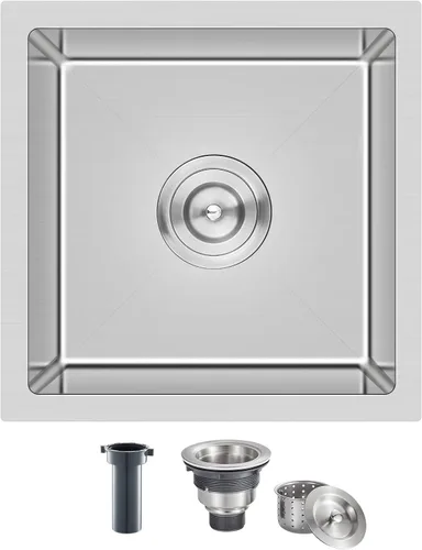 Miniatura 10 de Fregadero de cocina de 23 x 18 x 9 pulgadas, fregadero de cocina hecho a mano de acero inoxidable 304, radio ajustado R10, fregadero de cocina
