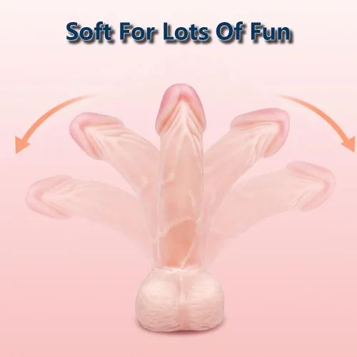 Miniatura 5 de Consolador pequeño realista de 4 pulgadas, tapón anal para principiantes, consolador anal suave con eje curvo y bolas, juguete sexual anal