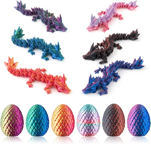 Miniatura 9 de Dxldfks Dragón impreso en 3D con huevo, pequeños huevos de dragón de cristal articulados para cestas de Pascua, decoración del hogar y la oficina