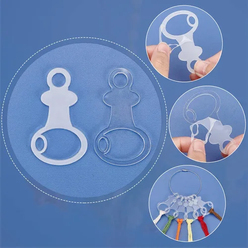 Miniatura 4 de PH PandaHall 30 bobinas de hilo acrílico transparente, hilo de bordar, forma de llave, bobinas de punto de cruz, bobinas de hilo de coser
