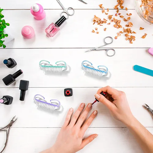 Miniatura 7 de Cepillo de uñas con mango de 4 piezas, cepillo de limpieza para limpieza de manos (pequeño, multicolor)
