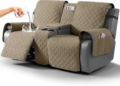 Miniatura 8 de TAOCOCO Funda para Sillón de Dos Plazas Reclinable 100% Impermeable con Consola Central, Funda de Sofá Reclinable Reversible para 2 Asientos