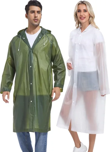 Miniatura 60 de 2 abrigos de lluvia de Borogo para adultos, chaquetas de lluvia reutilizables para hombres y mujeres