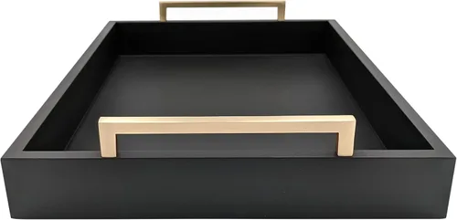 Miniatura 2 de Bandeja decorativa para mesa de café - Bandeja otomana - Plato para desayuno, bebidas, licor - De granja a moderno - Acabado mate - Asas doradas
