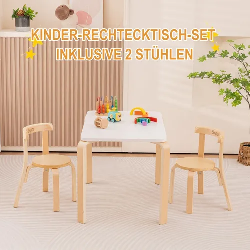 Miniatura 9 de Swegrow Juego de mesa y 2 sillas para niños, mesa y sillas de madera para niños y bebés, muebles de madera para niños para sala