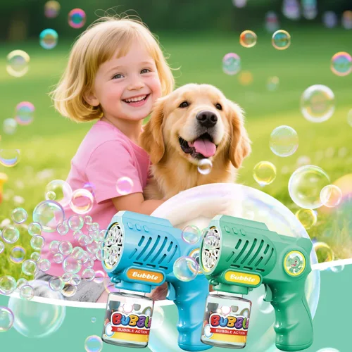 Miniatura 7 de EagleStone Juguetes para niños y niñas de 3+ años, paquete de 2 pistolas de burbujas con solución de burbujas, juguete al aire libre para niños