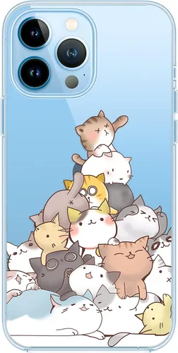Miniatura 4 de Blingy's Funda para iPhone 13 Pro Max (6.7 pulgadas), divertido patrón de gato lindo estilo animal de dibujos animados transparente suave TPU funda