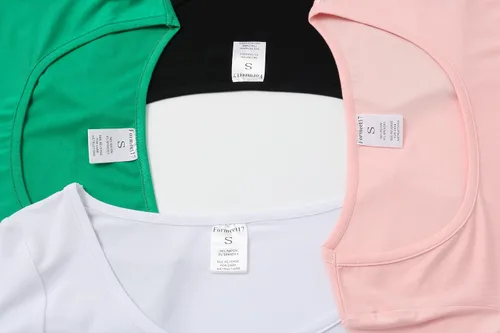Miniatura 6 de Formeet17 Camisetas cortas básicas de 4 piezas para mujer, cuello redondo, manga casquillo