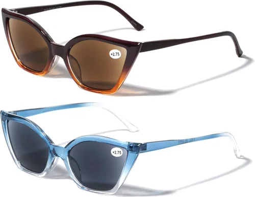 Miniatura 6 de 2 pares de lentes de sol de lectura para exteriores con punta puntiaguda para mujer, lentes de lectura con protección UV, no bifocales 1 Negro 1